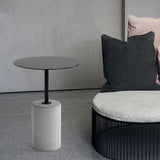 Round Metal Top Pedestal Side Table Pedestal End Table for Living Room