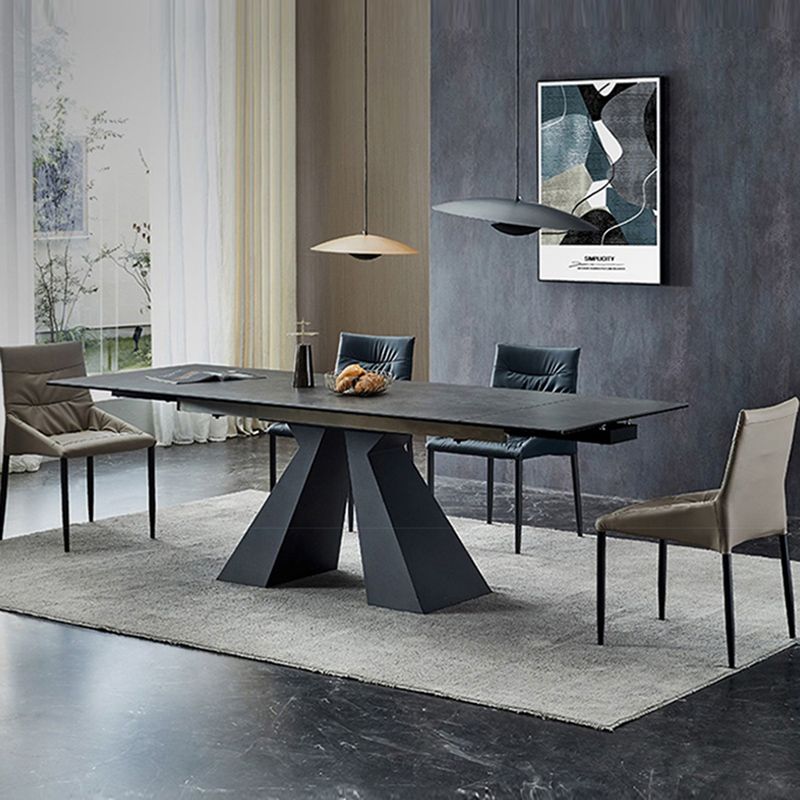 Contemporaneo 1/4/5 pezzi sala da pranzo set mobili rettangolo di pietra in nero