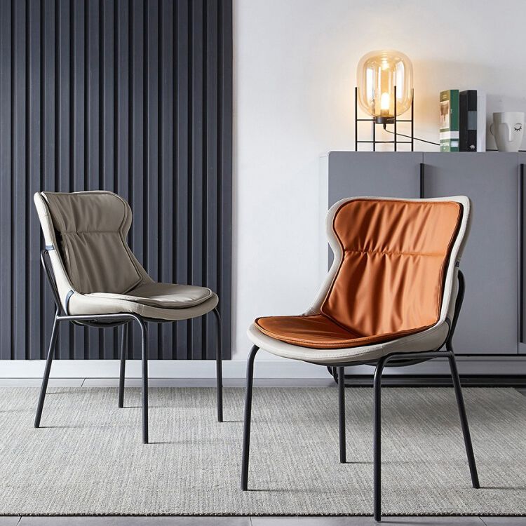 Industrial Style Leather Dining Armless Chairs Solid Back Dining Chair for Kitchen Clearhalo ' kitchen&dining_furn' 'Dining Chairs' 'Dining Tables & Seating' 'dining_chair' 'furn' 'furn_dining_chair' 'Furniture' 'furniture_dining_chair' 'Kitchen & Dining Furniture' 'kitchen' 1200x1200_28412d30-6f3d-4fd7-8861-4a27923da464