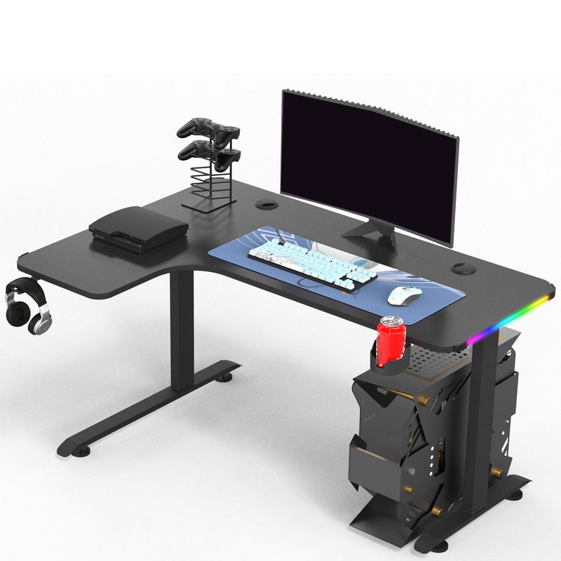 Escritorio de computadora de madera contemporánea escritorio de juegos en forma de L para casa