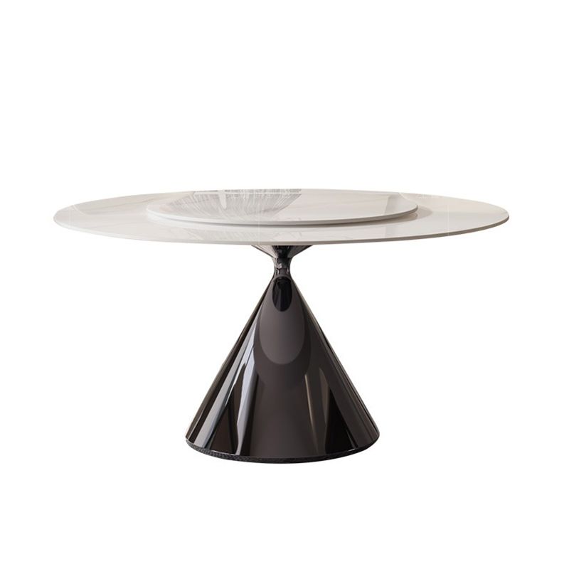 Modern Round Dining Table Stone Dining Table with Metal Pedestal Clearhalo 'Dining Tables & Seating' 'Dining Tables' 'dining_table' 'furn' 'furn_dining_table' 'Furniture' 'Kitchen & Dining Furniture' 1200x1200_28428750-746b-494e-83a0-b647bdf397dc