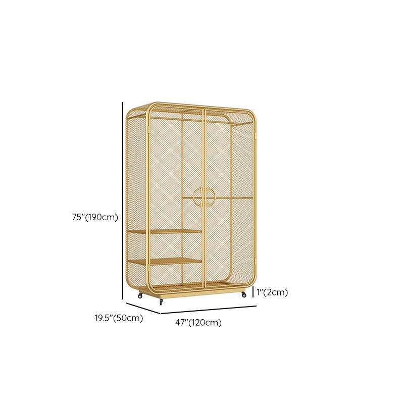 Modern Style Wardrobe Cabinet Metal Clothes Rail Wardrobe Armoire for Bedroom Clearhalo 'Armoires & Wardrobes' 'armoires_wardrobes' 'Bedroom Furniture' 'furn' 'furn_armoires_wardrobes' 'Furniture' 1200x1200_28441a67-d3b4-4f96-91ae-a24f7d23b938