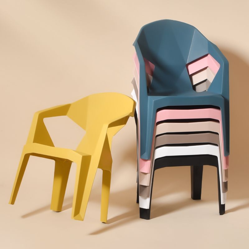 Contemporary Style Stacking Dining Chair Slat Back Plastic Dining Arm Chairs Clearhalo ' kitchen&dining_furn' 'Dining Chairs' 'Dining Tables & Seating' 'dining_chair' 'furn' 'furn_dining_chair' 'Furniture' 'furniture_dining_chair' 'Kitchen & Dining Furniture' 'kitchen' 1200x1200_2845719e-a061-4f0d-916d-4e3d4c330909