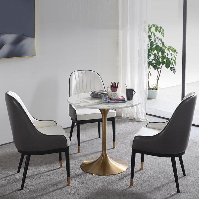 Contemporary Marble Dining Set 1/2/4/5 Pieces Round Dining Table Set with Padded Chairs Clearhalo 'Dining Room Sets' 'Dining Tables & Seating' 'dining_room_set' 'furn' 'furn_dining_room_set' 'Furniture' 'Kitchen & Dining Furniture' 1200x1200_2845a3f4-086f-481d-a8d0-5b70b408bce3