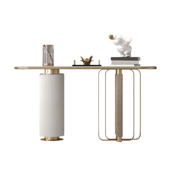 Tavolo di accento glam largo 14 pollici tavolo da console in pietra ovale per Hall