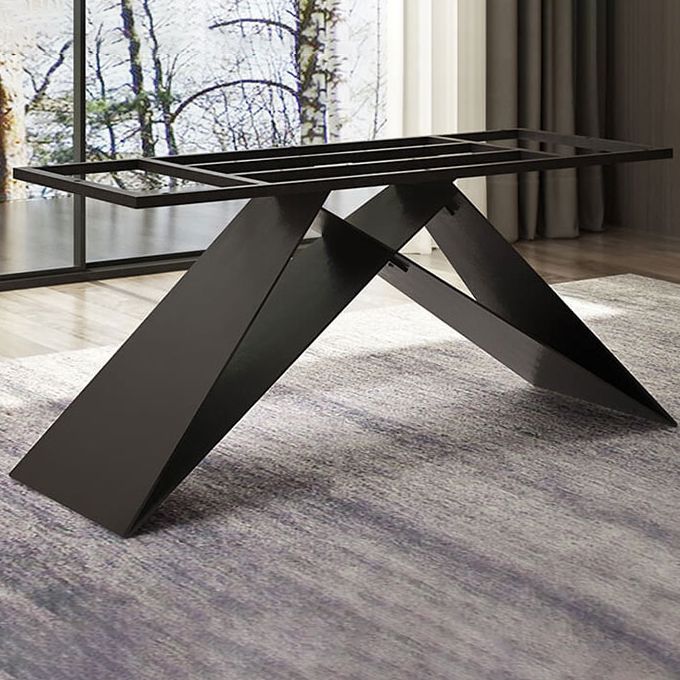 Industrial Metal Rectangle Dining Table Walnut Wood Top Table for Kitchen Clearhalo ' dining_table' 'Dining Tables & Seating' 'Dining Tables' 'furn' 'furn_dining_table' 'Furniture' 'furniture_dining_table' 'Kitchen & Dining Furniture' 'kitchen&dining_furn' 'kitchen' 'kitchen_dining_table' 1200x1200_284a58c2-3cd9-434f-9496-9a508798e918