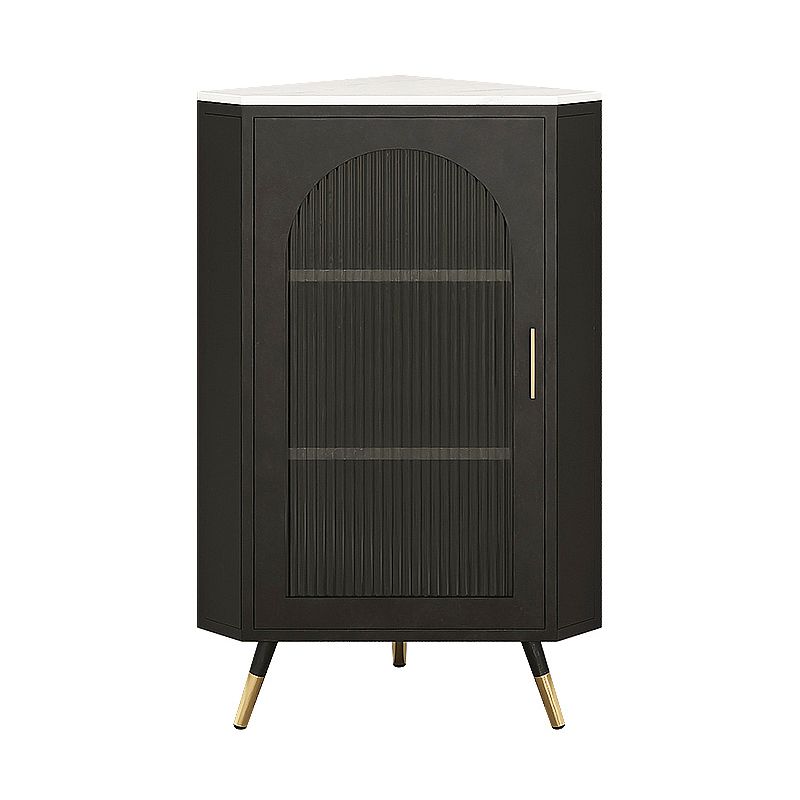 Servitore a buffet in pietra di ferro moderna 40 "H Server a buffet sala da pranzo con porta di vetro