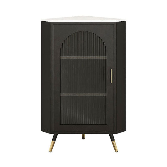 Servitore a buffet in pietra di ferro moderna 40 "H Server a buffet sala da pranzo con porta di vetro