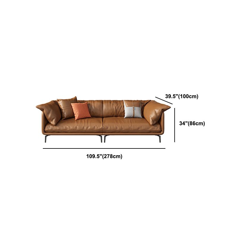 Pillow Top Arm Sofa Faux Leather Down Fill Cushions Sofa in Orange Clearhalo 'furn' 'furn_sofas' 'Furniture' 'Living Room Furniture' 'Sofa' 'sofas' 1200x1200_284dd5a2-a523-4050-b852-5b79b136bbd3