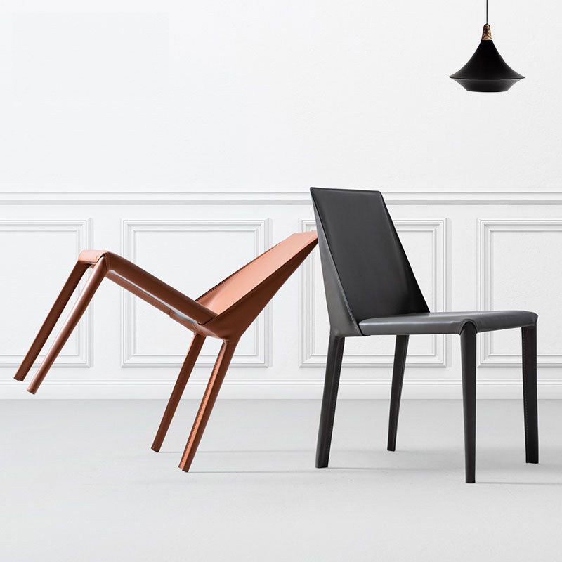 Contemporary Style Leather Dining Side Chairs Matte Finish Solid Back Armless Chairs Clearhalo ' kitchen&dining_furn' 'Dining Chairs' 'Dining Tables & Seating' 'dining_chair' 'furn' 'furn_dining_chair' 'Furniture' 'furniture_dining_chair' 'Kitchen & Dining Furniture' 'kitchen' 1200x1200_284e4c0f-1d8a-49e5-80da-12e562d3c768