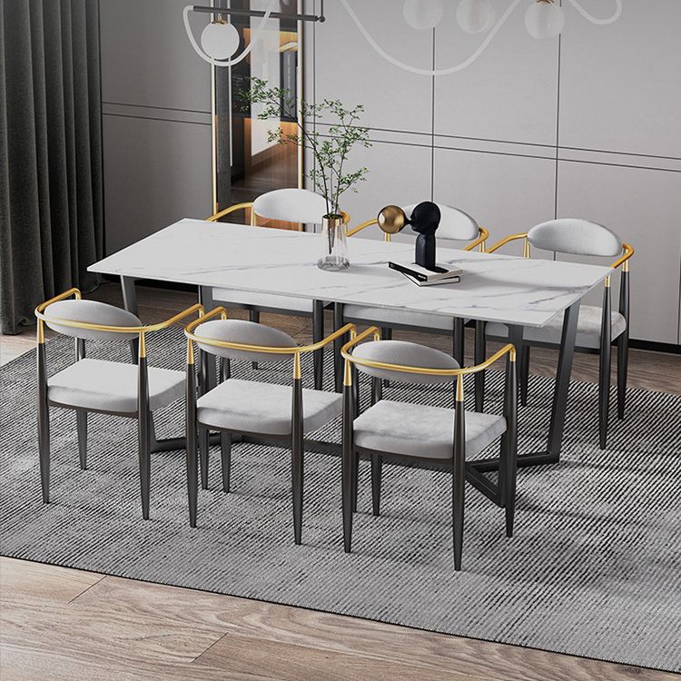 Modern Rectangle Stone Table Set 1/2/7 Pieces Dining Set for Kitchen Clearhalo 'Dining Room Sets' 'Dining Tables & Seating' 'dining_room_set' 'furn' 'furn_dining_room_set' 'Furniture' 'Kitchen & Dining Furniture' 1200x1200_284f8c50-0ec6-467e-8398-819931d018e8