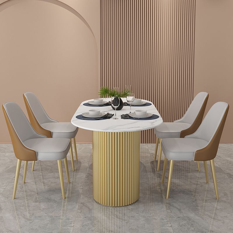 Oval Shape Two-Color Dining Table Simplicity Double Pedestal Table for Dining Room Clearhalo ' dining_table' 'Dining Tables & Seating' 'Dining Tables' 'furn' 'furn_dining_table' 'Furniture' 'furniture_dining_table' 'Kitchen & Dining Furniture' 'kitchen&dining_furn' 'kitchen' 'kitchen_dining_table' 1200x1200_285227aa-ccb0-49ca-ae71-f9a8abe636f8
