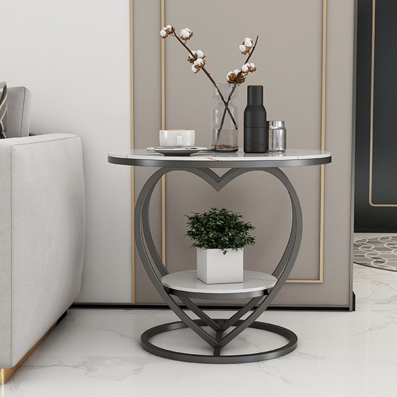 Luxury Marble Round Accent Side Table Abstract Metal Frame End Table with Shelf Clearhalo 'Coffee & Accent Tables' 'End & Side Tables' 'end_side_table' 'end_side_tables' 'furn' 'furn_end_side_tables' 'Furniture' 'furniture_end_side_table' 'Living Room Furniture' 1200x1200_28544956-2373-484d-a2d4-d00a16d579a1