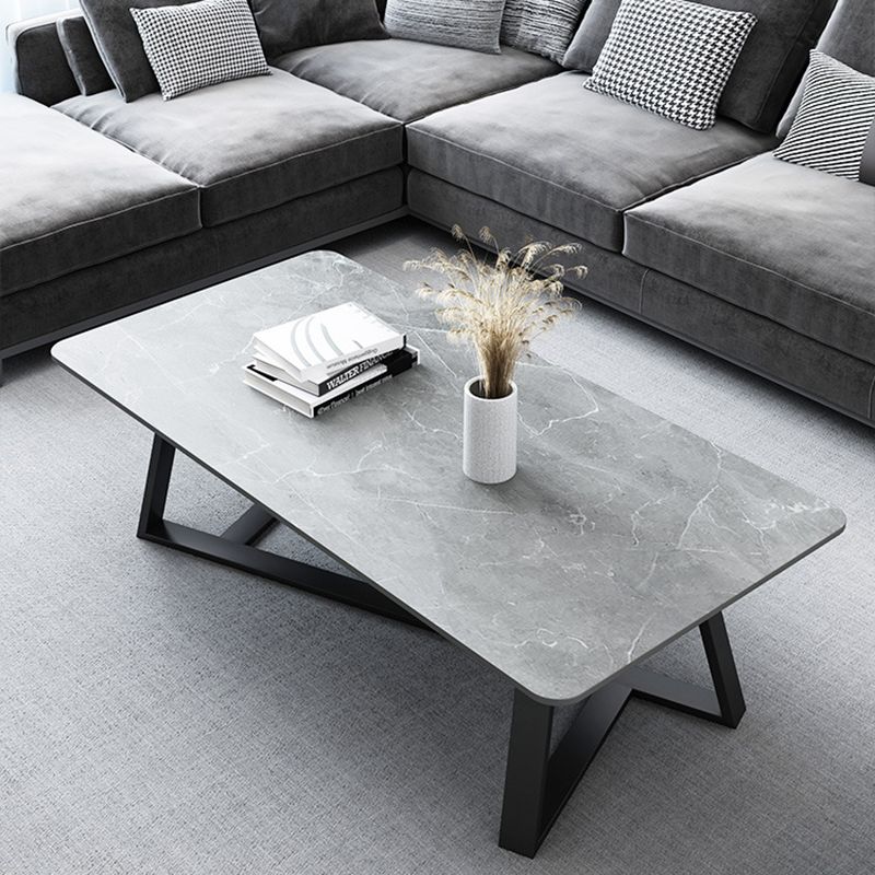 Trestle Marble Cocktail Table Contemporary Rectangular Coffee Table Clearhalo 'Coffee & Accent Tables' 'Coffee Tables' 'coffee_tables' 'furn' 'furn_coffee_tables' 'Furniture' 'Living Room Furniture' 1200x1200_2857ef77-a087-454e-ac75-afb393c6e8e3