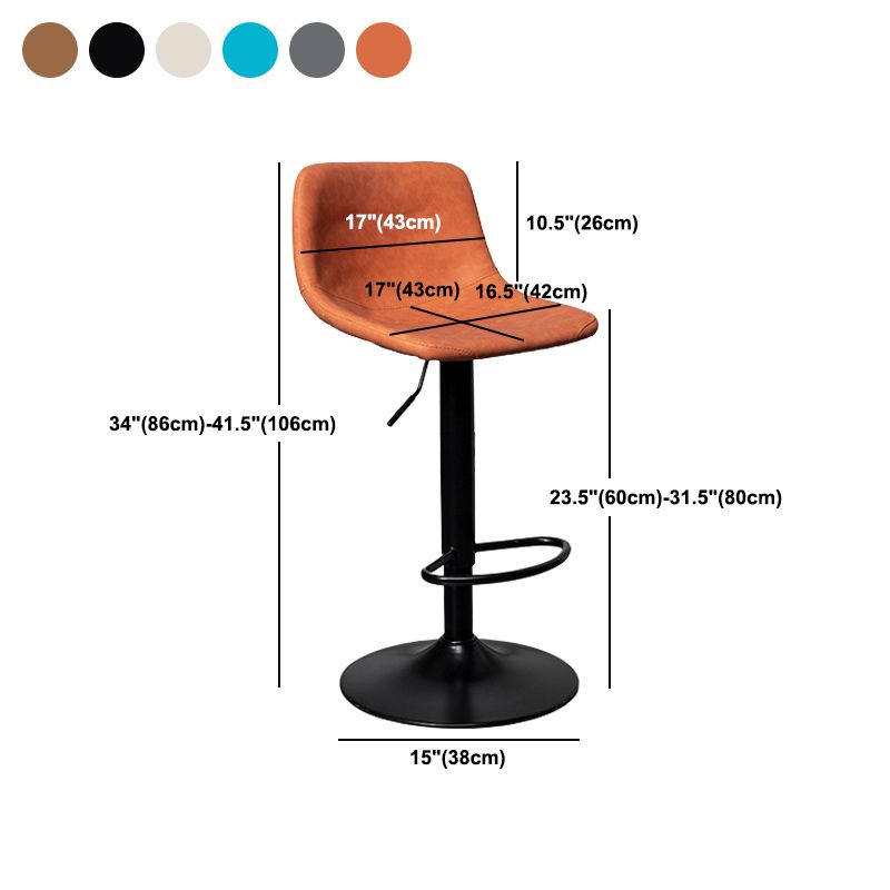 Tabouret de comptoir en fausse en cuir en métal en métal contemporain avec base noire pour la maison