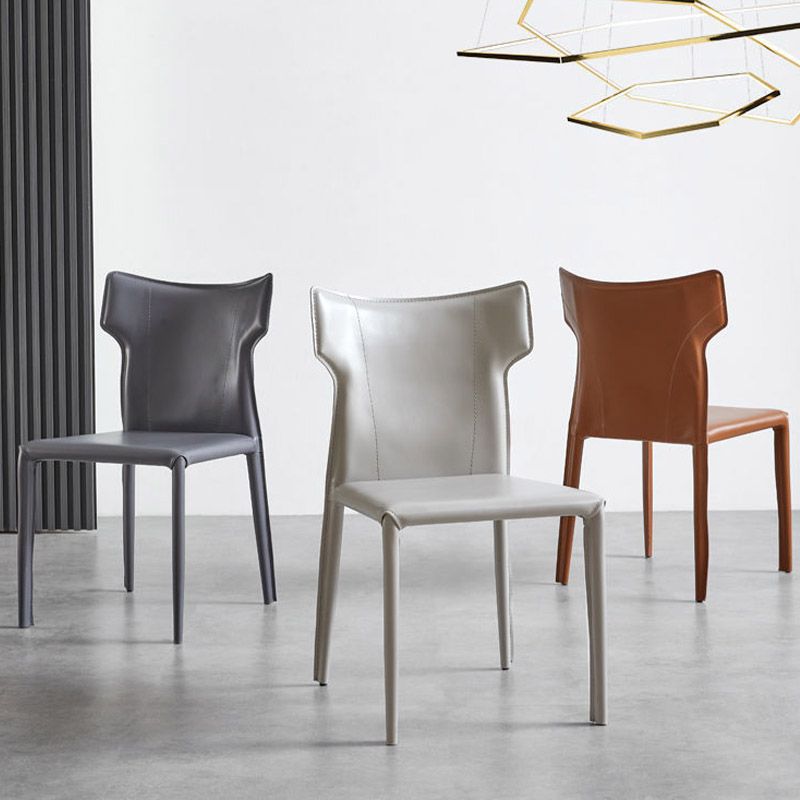 Faux Leather Dining Chairs Wingback Parsons Chair for Kitchen