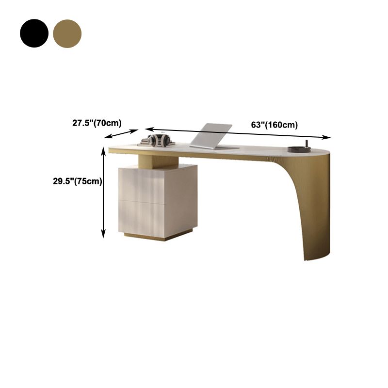 Glam Office Desk Peninsula Schreibtisch mit Chrommetallbasis