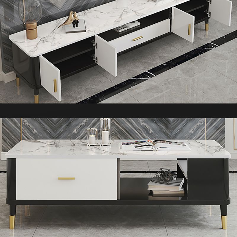 Console de télévision de rangement fermé de style glam de style glamour avec armoire