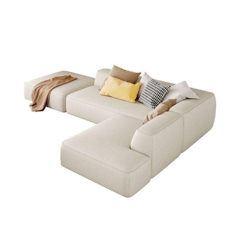 Contemporary Faux Leather Sofa 102.36" W Recessed Arm Sofa with Chaise