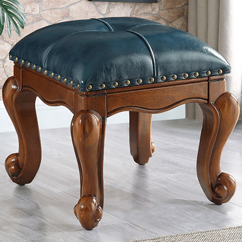 Mid-Century Modern Ottoman Genuine Leather Tufted Rectangle Ottoman with Nailhead Trim Clearhalo 'furn' 'furn_ottomans_poufs' 'Furniture' 'Living Room Furniture' 'Ottomans & Poufs' 'ottomans_poufs' 1200x1200_285cedd4-90f2-4977-862b-21b988e4e9ae