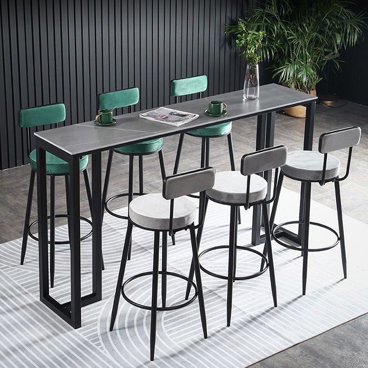 Contemporary Rectangle Bar Dining Table Indoor Bar Table with Black Metal Base Clearhalo 'Bar Furniture' 'Bar Tables' 'bar_tables' 'furn' 'furn_bar_tables' 'Furniture' 'furniture_bar_tables' 'Kitchen & Dining Furniture' 'kitchen&dining_furn' 'kitchen' 1200x1200_285d894e-994a-49e1-9c2f-94349babf1eb
