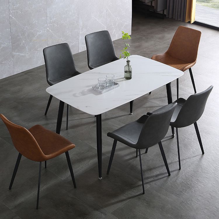 Contemporary Metal Dining Room Chairs Leather Dining Armless Chairs for Indoor Use Clearhalo ' kitchen&dining_furn' 'Dining Chairs' 'Dining Tables & Seating' 'dining_chair' 'furn' 'furn_dining_chair' 'Furniture' 'furniture_dining_chair' 'Kitchen & Dining Furniture' 'kitchen' 1200x1200_285f5751-cfa3-40c1-8ca3-194044d83ac1