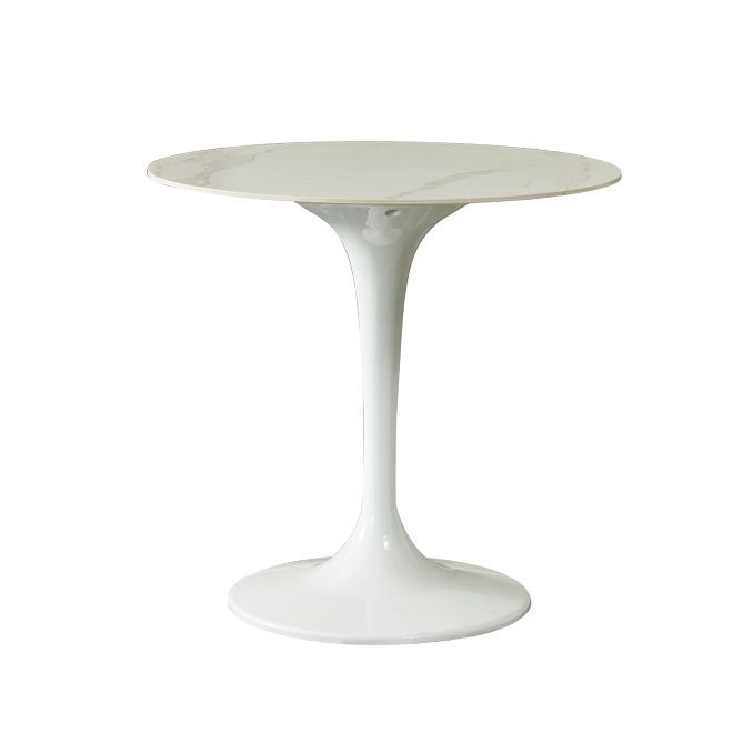White Stone Table with Plastic Tulip Contemporary Round Dining Table