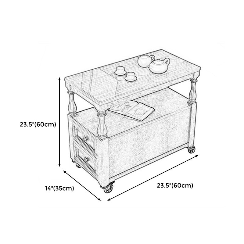 13.7" W X 23.6" H Farmhouse Wood Side Table Two-Drawer Side Table with Wheels Clearhalo 'Coffee & Accent Tables' 'End & Side Tables' 'end_side_tables' 'furn' 'furn_end_side_tables' 'Furniture' 'Living Room Furniture' 1200x1200_285fd135-91ae-4fbc-b945-33fce4a30a1b