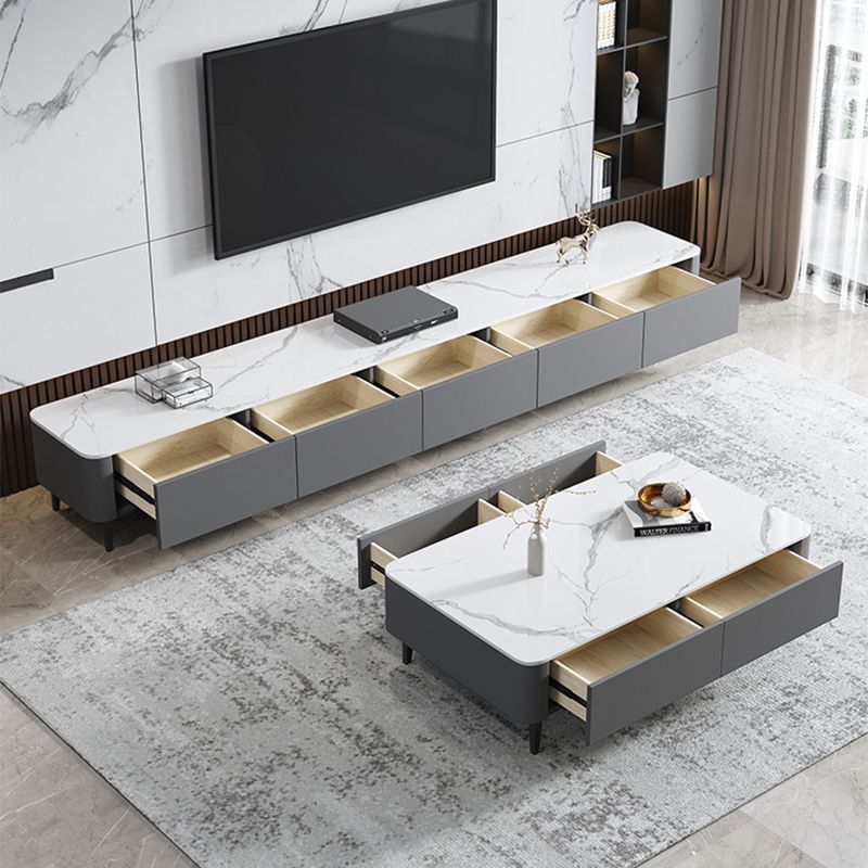 4 gambe tavolo da cocktail di caffè con cassetti di stoccaggio top rettangolo