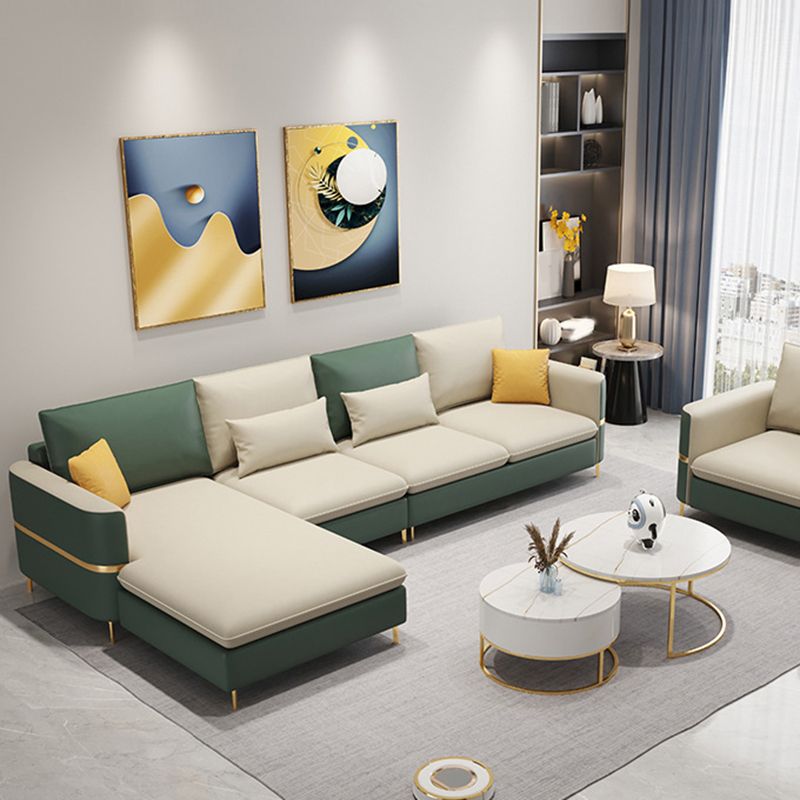 35.4"H Modern Square Arm Faux Leather Sofa& Chaise for Living Room Clearhalo 'furn' 'furn_sectionals' 'Furniture' 'Living Room Furniture' 'Sectionals' 1200x1200_286111fb-321c-41fa-b0b0-0cd6797b49a3