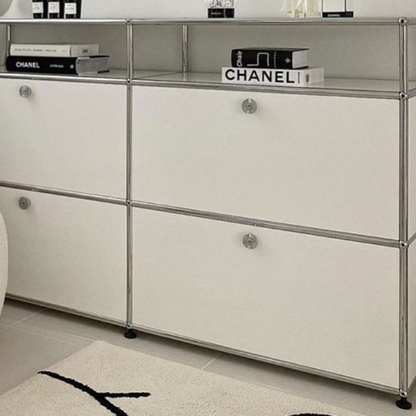 Sideboard in metallo moderno in metallo bianco sideboard da pranzo con spazio