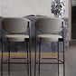 Contemporary Metal Barstool Fabric Stool Low Back in Matte Finish with 4 Legs