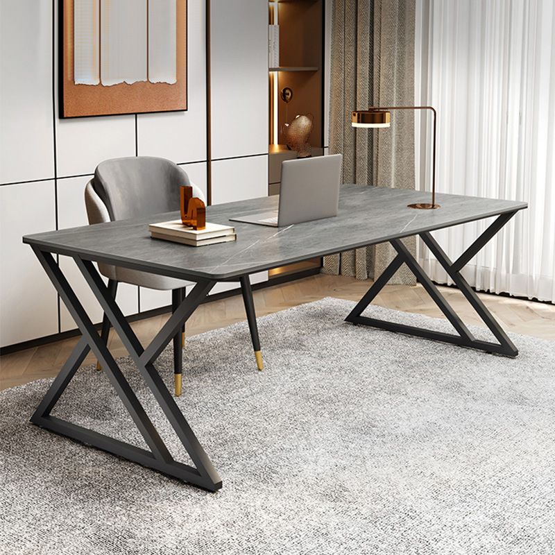 29.53" H Contemporary Office Desk Antique Finish Computer Desk with Metal Legs Clearhalo 'furn' 'furn_office_desk' 'Furniture' 'Office Desks' 'Office Furniture' 'office_desk' 1200x1200_28625ac9-8532-40cf-b058-690ab7af2edc