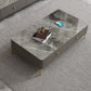 47.2" W x 25.6" D x 16.14" H Stone Coffee Table 4 Legs Cocktail Table