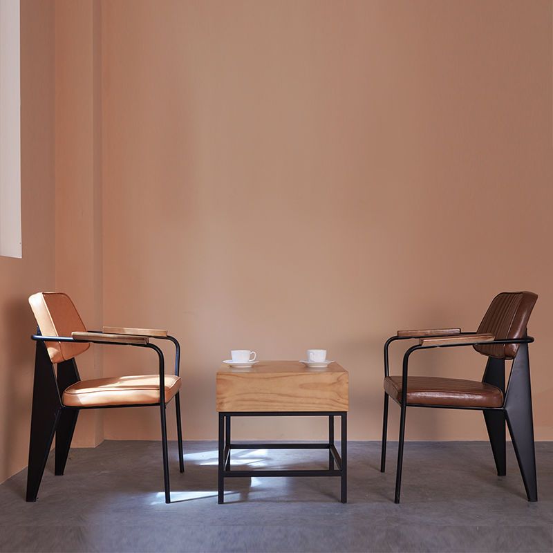 Industrial Style Leather Dining Chairs Open Back Upholstered Dining Side Chairs Clearhalo ' kitchen&dining_furn' 'Dining Chairs' 'Dining Tables & Seating' 'dining_chair' 'furn' 'furn_dining_chair' 'Furniture' 'furniture_dining_chair' 'Kitchen & Dining Furniture' 'kitchen' 1200x1200_2863c347-8aa2-4c4f-8e59-bcd74149615a