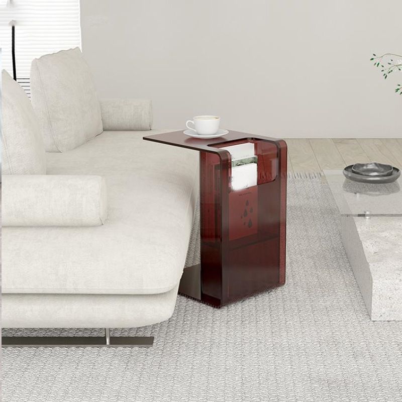 Contemporary Sofa Side Accent Table Plastic Pedestal Living Room with Storage Clearhalo 'Coffee & Accent Tables' 'End & Side Tables' 'end_side_tables' 'furn' 'furn_end_side_tables' 'Furniture' 'Living Room Furniture' 1200x1200_286415df-3e9c-4295-962a-fafb6bd375ff