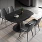 Contemporary Round Dining Table Sintered Stone Table with Metal Base for Kitchen