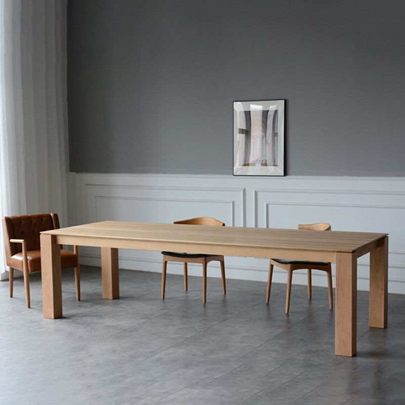 White Oak Solid Wood Top Dining Table Rectangle Table with Wooden Base and 4 Legs Clearhalo ' dining_table' 'Dining Tables & Seating' 'Dining Tables' 'furn' 'furn_dining_table' 'Furniture' 'furniture_dining_table' 'Kitchen & Dining Furniture' 'kitchen&dining_furn' 'kitchen' 'kitchen_dining_table' 1200x1200_2865157b-8662-4185-b706-01a3f3f7458a