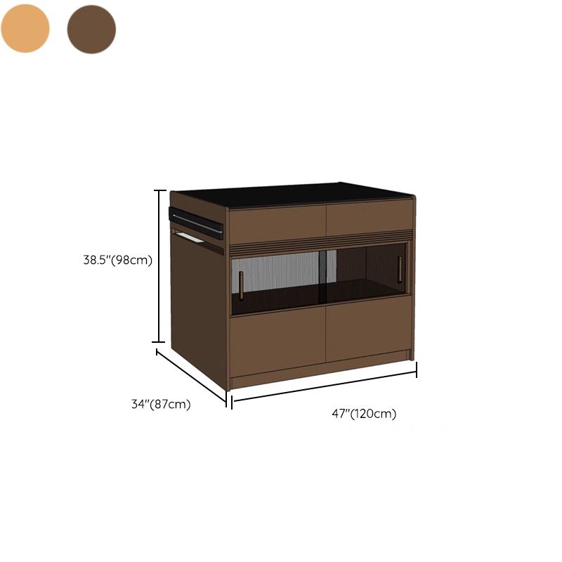 Modern Kitchen Island Table Dining Room Solid Wood Stationary Prep Table