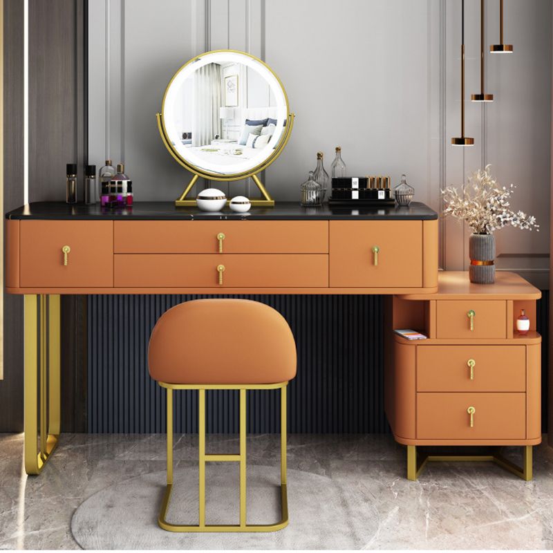 Glam Stone ijdelheidstabellen 15,74 "brede make -uptafel met 7 opbergladen