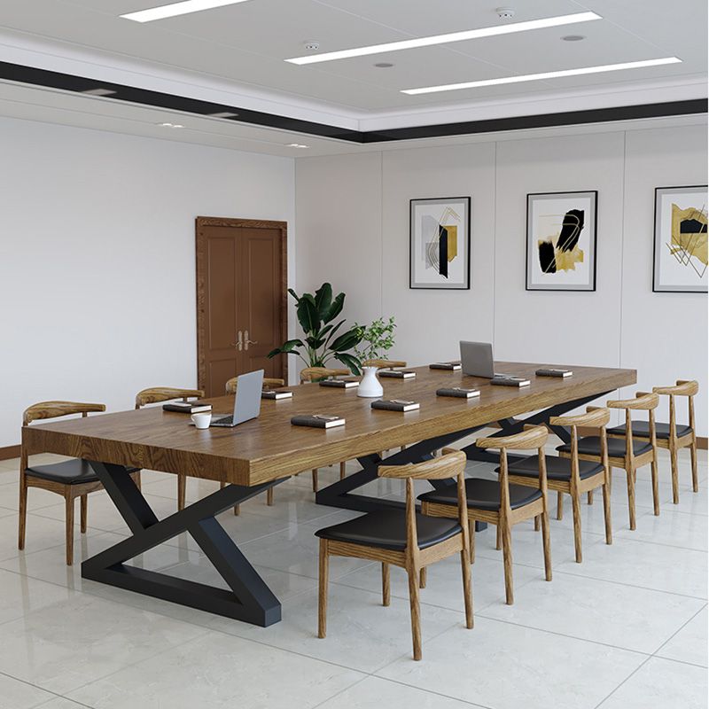 Escritorio de oficina de madera maciza industrial escritorio rectangular de escritura para el hogar en natural