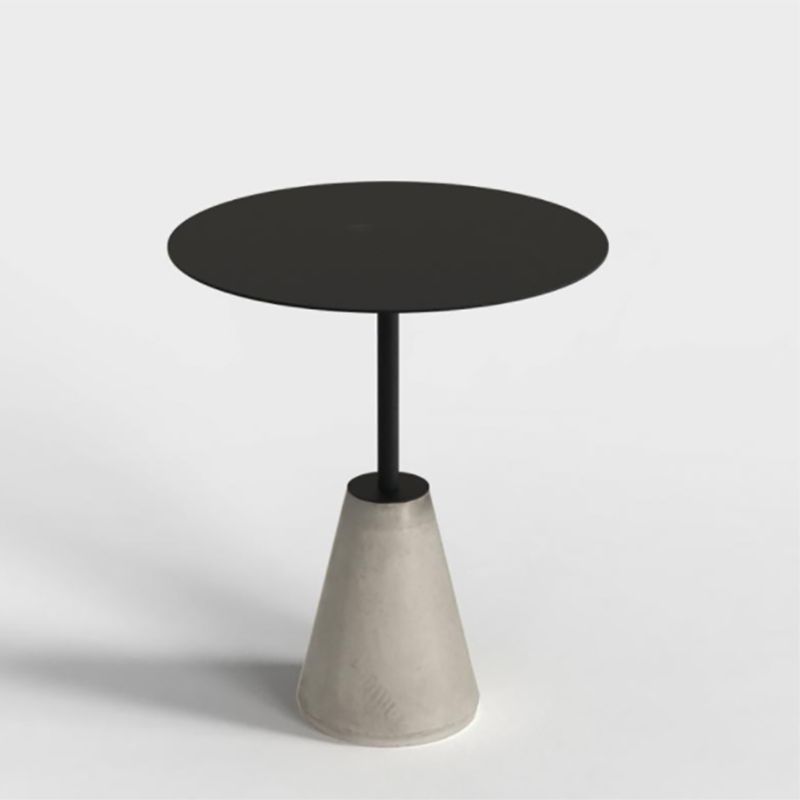 Contemporary Round Steel Top Sofa Side Table Concrete Pedestal End Table