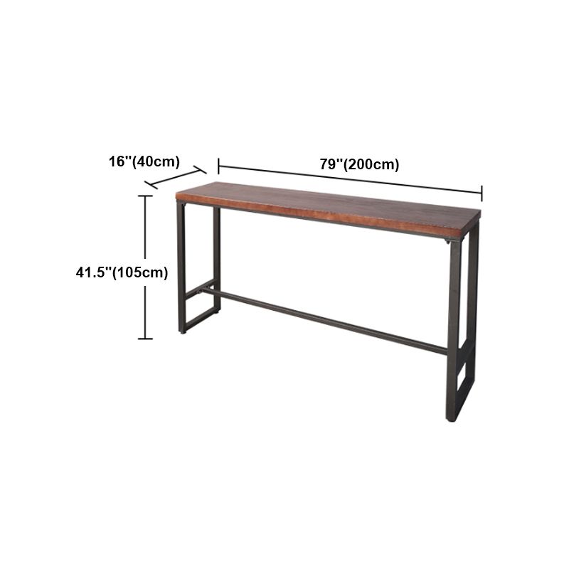 Pine Wood Bar Table Industrial Rectangle Bar Dining Table with Black Trestle Base Clearhalo 'Bar Furniture' 'Bar Tables' 'bar_tables' 'furn' 'furn_bar_tables' 'Furniture' 'furniture_bar_tables' 'Kitchen & Dining Furniture' 1200x1200_28695beb-10d9-4993-808e-725abb1bd949