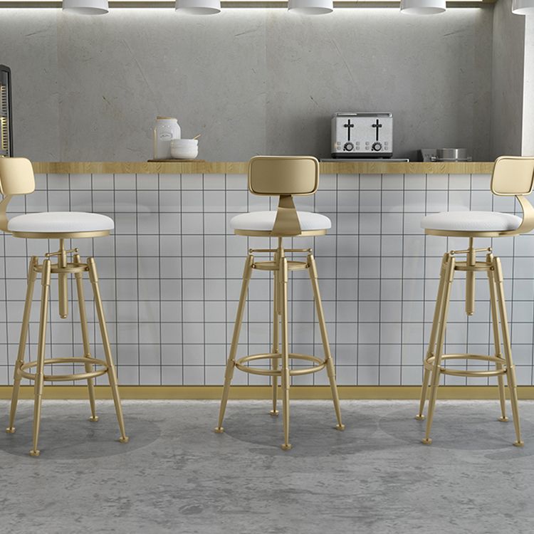 Glam Rotatable Liftable Counter Stool Iron Cafe Bar Stool with Cushion and Pedal Clearhalo 'Bar Furniture' 'Bar Stools' 'bar_stools' 'furn' 'furn_bar_stools' 'Furniture' 'furniture_bar_stools' 'Kitchen & Dining Furniture' 1200x1200_286b717b-c7bf-47c7-bb24-f4c8070cc454