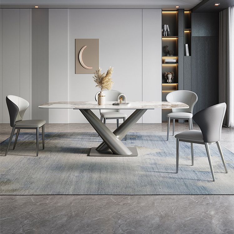 Designer Style 1/2/4/5/7 Pieces Dining Set Sintered Stone Dining Table with Leather Chairs Clearhalo 'Dining Room Sets' 'Dining Tables & Seating' 'dining_room_set' 'furn' 'furn_dining_room_set' 'Furniture' 'furniture_dining_room_set' 'Kitchen & Dining Furniture' 1200x1200_286ba33f-7b3a-4924-8322-af247dc38997