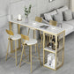 White Rectangle Faux Marble Top Bar Table Industrial Double Pedestal with Shelves Clearhalo 'Bar Furniture' 'Bar Tables' 'bar_tables' 'furn' 'furn_bar_tables' 'Furniture' 'Kitchen & Dining Furniture' 1200x1200_286d8793-e7c5-4c70-bdea-59c2e7371d99