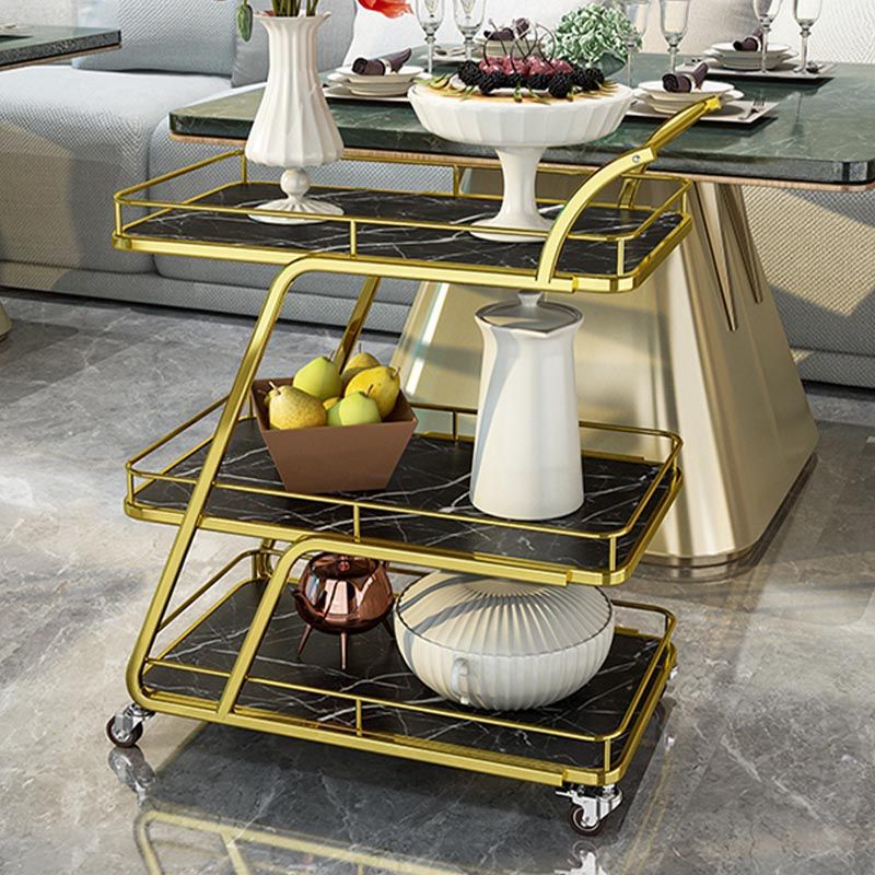 Tavolo di preparazione in metallo contemporaneo 35.43 "H tavolo da preparazione a rotolamento per sala da pranzo