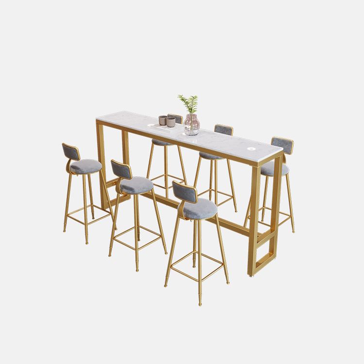 Rectangle Bar Table and Stools 1/4/7 Pieces Sintered Stone Bar Table with Low Back Stools Clearhalo 'Bar Furniture' 'furn' 'furn_home_bar_bar_sets' 'Furniture' 'Home Bars & Bar Sets' 'home_bar_bar_sets' 'Kitchen & Dining Furniture' 1200x1200_2876b902-45af-4ca7-b231-fcaaa785bd42