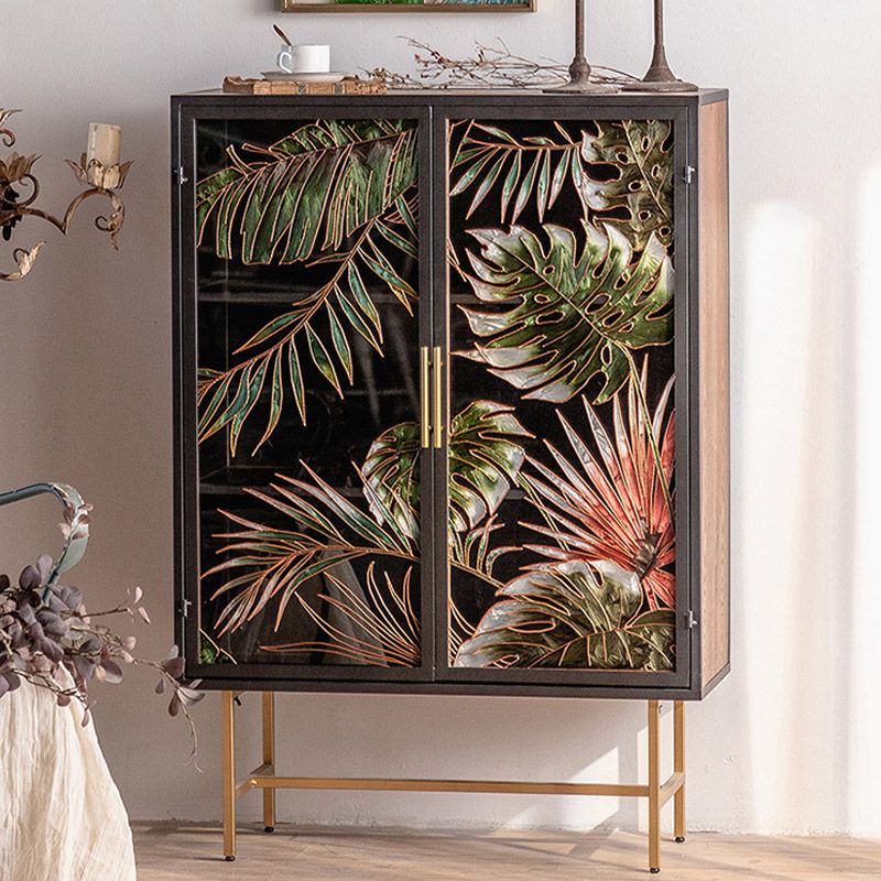 Glam Glass Door Sideboard Engineered Wood Side Board for Kitchen Use Clearhalo 'buffet_sideboard' 'Buffets & Sideboards' 'furn' 'furn_buffet_sideboard' 'Furniture' 'Kitchen & Dining Furniture' 1200x1200_28796650-7b42-4a2f-9524-2dc40c57428e