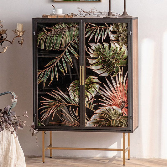 Glam Glass Door Sideboard Engineered Wood Side Board for Kitchen Use Clearhalo 'buffet_sideboard' 'Buffets & Sideboards' 'furn' 'furn_buffet_sideboard' 'Furniture' 'Kitchen & Dining Furniture' 1200x1200_28796650-7b42-4a2f-9524-2dc40c57428e